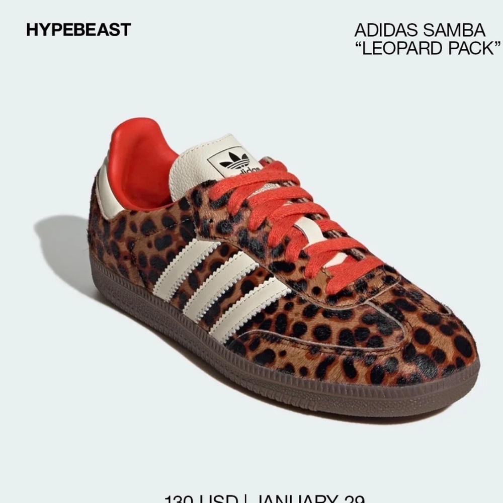 adidas Leopard Print Samba Sneakers with Red Laces - Picture 4 of 7